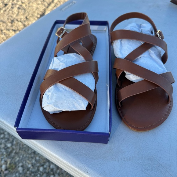 Brown Strappy Sandals - Picture 1 of 4